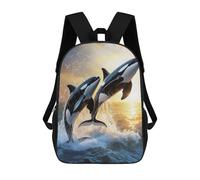 sinyumoney Sac À Dos 3D Pour Enfants Orcas Leaping at Sunset Sacs Imprimés Sac D'école Sac À Dos Léger Sac À Dos Tendance Et Amusant Pour Enfants 17inch