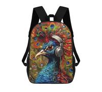 sinyumoney Sac À Dos 3D Pour Enfants Peacock with Headphones Sacs Imprimés Sac D'école Sac À Dos Léger Sac À Dos Tendance Et Amusant Pour Enfants 17inch