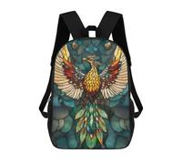 sinyumoney Sac À Dos 3D Pour Enfants Phoenix Stained Glass Sacs Imprimés Sac D'école Sac À Dos Léger Sac À Dos Tendance Et Amusant Pour Enfants 17inch