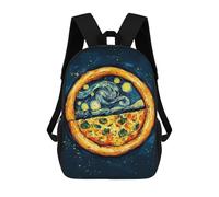 sinyumoney Sac À Dos 3D Pour Enfants Pizza Starry Night Art Sacs Imprimés Sac D'école Sac À Dos Léger Sac À Dos Tendance Et Amusant Pour Enfants 17inch