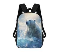 sinyumoney Sac À Dos 3D Pour Enfants Polar Bear in Ice World Sacs Imprimés Sac D'école Sac À Dos Léger Sac À Dos Tendance Et Amusant Pour Enfants 17inch
