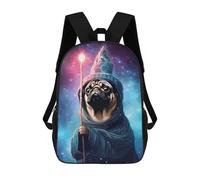 sinyumoney Sac À Dos 3D Pour Enfants Pug Wizard Cute Pixel Art Sacs Imprimés Sac D'école Sac À Dos Léger Sac À Dos Tendance Et Amusant Pour Enfants 17inch