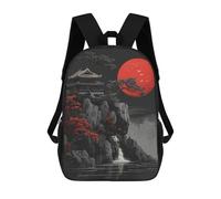 sinyumoney Sac À Dos 3D Pour Enfants Red Moon Japan Ink Sacs Imprimés Sac D'école Sac À Dos Léger Sac À Dos Tendance Et Amusant Pour Enfants 17inch