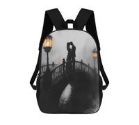 sinyumoney Sac À Dos 3D Pour Enfants Romantic Bridge Kiss in Charcoal And Lantern Glow Sacs Imprimés Sac D'école Sac À Dos Léger Sac À Dos Tendance Et Amusant Pour Enfants 17inch