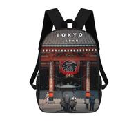 sinyumoney Sac à dos 3D pour enfants - Sac à dos d'école avec lumière vive du printemps - Impression 3D - Pour garçons et étudiants du primaire et du collège, Tokyo Asakusa Prie, 17"
