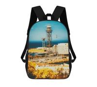 sinyumoney Sac à dos 3D pour enfants - Sac à dos d'école avec lumière vive du printemps - Impression 3D - Pour garçons et étudiants du primaire et du collège, Motif FC Barcelone, 17"