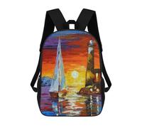 sinyumoney Sac À Dos 3D Pour Enfants Sailboat And Lighthouse Sacs Imprimés Sac D'école Sac À Dos Léger Sac À Dos Tendance Et Amusant Pour Enfants 17inch
