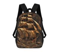 sinyumoney Sac À Dos 3D Pour Enfants Sailing Ship in Ocean Sacs Imprimés Sac D'école Sac À Dos Léger Sac À Dos Tendance Et Amusant Pour Enfants 17inch