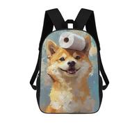 sinyumoney Sac À Dos 3D Pour Enfants Shiba Inu with Toilet Paper Sacs Imprimés Sac D'école Sac À Dos Léger Sac À Dos Tendance Et Amusant Pour Enfants 17inch