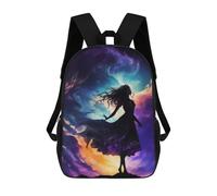 sinyumoney Sac À Dos 3D Pour Enfants Silhouette in Cosmic Dance Sacs Imprimés Sac D'école Sac À Dos Léger Sac À Dos Tendance Et Amusant Pour Enfants 17inch