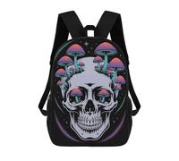 sinyumoney Sac À Dos 3D Pour Enfants Skull with Mushrooms Digital Art Sacs Imprimés Sac D'école Sac À Dos Léger Sac À Dos Tendance Et Amusant Pour Enfants 17inch