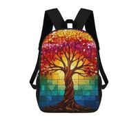 sinyumoney Sac À Dos 3D Pour Enfants Stained Glass Autumn Tree Sacs Imprimés Sac D'école Sac À Dos Léger Sac À Dos Tendance Et Amusant Pour Enfants 17inch
