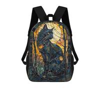 sinyumoney Sac À Dos 3D Pour Enfants Stained Glass Cat Sacs Imprimés Sac D'école Sac À Dos Léger Sac À Dos Tendance Et Amusant Pour Enfants 17inch