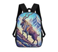 sinyumoney Sac À Dos 3D Pour Enfants Stained Glass Ibex Mountain Scene Sacs Imprimés Sac D'école Sac À Dos Léger Sac À Dos Tendance Et Amusant Pour Enfants 17inch