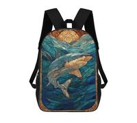 sinyumoney Sac À Dos 3D Pour Enfants Stained Glass Shark Undersea Sacs Imprimés Sac D'école Sac À Dos Léger Sac À Dos Tendance Et Amusant Pour Enfants 17inch
