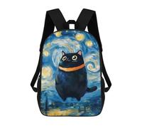 sinyumoney Sac À Dos 3D Pour Enfants Starry Night Black Chubby Cat Art Sacs Imprimés Sac D'école Sac À Dos Léger Sac À Dos Tendance Et Amusant Pour Enfants 17inch