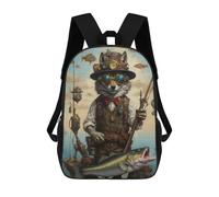 sinyumoney Sac À Dos 3D Pour Enfants Steampunk Wolf Fishing Sacs Imprimés Sac D'école Sac À Dos Léger Sac À Dos Tendance Et Amusant Pour Enfants 17inch