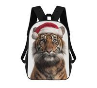 sinyumoney Sac À Dos 3D Pour Enfants Sumatran Tiger Wearing Santa Hat Sacs Imprimés Sac D'école Sac À Dos Léger Sac À Dos Tendance Et Amusant Pour Enfants 17inch