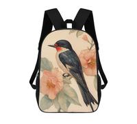 sinyumoney Sac À Dos 3D Pour Enfants Swallow Bird And Flowers - Art Nouveau Sacs Imprimés Sac D'école Sac À Dos Léger Sac À Dos Tendance Et Amusant Pour Enfants 17inch