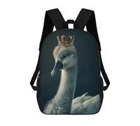 sinyumoney Sac À Dos 3D Pour Enfants Swan Cute King Sacs Imprimés Sac D'école Sac À Dos Léger Sac À Dos Tendance Et Amusant Pour Enfants 17inch