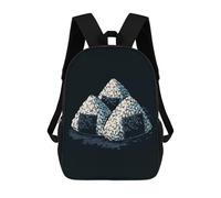 sinyumoney Sac À Dos 3D Pour Enfants Three Onigiri Illustration on Dark Background Sacs Imprimés Sac D'école Sac À Dos Léger Sac À Dos Tendance Et Amusant Pour Enfants 17inch