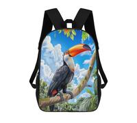 sinyumoney Sac À Dos 3D Pour Enfants Toucan in Tropical Rainforest Sacs Imprimés Sac D'école Sac À Dos Léger Sac À Dos Tendance Et Amusant Pour Enfants 17inch