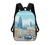 sinyumoney Sac À Dos 3D Pour Enfants Travel to Barcelona Sacs Imprimés Sac D'école Sac À Dos Léger Sac À Dos Tendance Et Amusant Pour Enfants 17inch