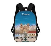 sinyumoney Sac À Dos 3D Pour Enfants Travel to Cusco Sacs Imprimés Sac D'école Sac À Dos Léger Sac À Dos Tendance Et Amusant Pour Enfants 17inch