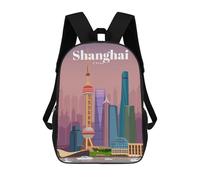 sinyumoney Sac À Dos 3D Pour Enfants Travel to Shanghai Sacs Imprimés Sac D'école Sac À Dos Léger Sac À Dos Tendance Et Amusant Pour Enfants 17inch
