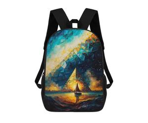 sinyumoney Sac À Dos 3D Pour Enfants Triangle Pyramid Painting Sacs Imprimés Sac D'école Sac À Dos Léger Sac À Dos Tendance Et Amusant Pour Enfants 17inch