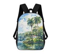sinyumoney Sac À Dos 3D Pour Enfants Tropical Island Calm Sacs Imprimés Sac D'école Sac À Dos Léger Sac À Dos Tendance Et Amusant Pour Enfants 17inch