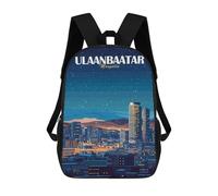 sinyumoney Sac À Dos 3D Pour Enfants Ulaanbaatar Mongolia Cityscape at Night Sacs Imprimés Sac D'école Sac À Dos Léger Sac À Dos Tendance Et Amusant Pour Enfants 17inch