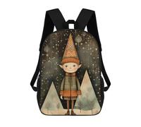 sinyumoney Sac À Dos 3D Pour Enfants Vintage Cute Elf Sacs Imprimés Sac D'école Sac À Dos Léger Sac À Dos Tendance Et Amusant Pour Enfants 17inch