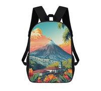 sinyumoney Sac À Dos 3D Pour Enfants Volcano Landscape in Ecuador Sacs Imprimés Sac D'école Sac À Dos Léger Sac À Dos Tendance Et Amusant Pour Enfants 17inch