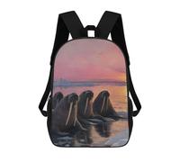 sinyumoney Sac À Dos 3D Pour Enfants Walruses at Sunset Sacs Imprimés Sac D'école Sac À Dos Léger Sac À Dos Tendance Et Amusant Pour Enfants 17inch