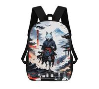sinyumoney Sac À Dos 3D Pour Enfants Warrior Kitsune Wolf Japan Sacs Imprimés Sac D'école Sac À Dos Léger Sac À Dos Tendance Et Amusant Pour Enfants 17inch