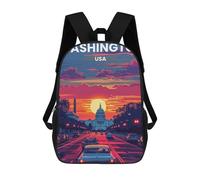 sinyumoney Sac À Dos 3D Pour Enfants Washington DC Sacs Imprimés Sac D'école Sac À Dos Léger Sac À Dos Tendance Et Amusant Pour Enfants 17inch