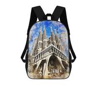 sinyumoney Sac À Dos 3D Pour Enfants Watercolor Sagrada Familia Sacs Imprimés Sac D'école Sac À Dos Léger Sac À Dos Tendance Et Amusant Pour Enfants 17inch