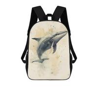 sinyumoney Sac À Dos 3D Pour Enfants Watercolor Whale Vintage Sacs Imprimés Sac D'école Sac À Dos Léger Sac À Dos Tendance Et Amusant Pour Enfants 17inch
