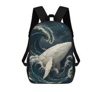 sinyumoney Sac À Dos 3D Pour Enfants Whale in Ocean Waves with Constellation Sacs Imprimés Sac D'école Sac À Dos Léger Sac À Dos Tendance Et Amusant Pour Enfants 17inch