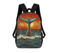 sinyumoney Sac À Dos 3D Pour Enfants Whale Tail at Sunset Sacs Imprimés Sac D'école Sac À Dos Léger Sac À Dos Tendance Et Amusant Pour Enfants 17inch