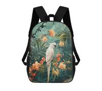 sinyumoney Sac À Dos 3D Pour Enfants White Cockatoo in Tropical Paradise Sacs Imprimés Sac D'école Sac À Dos Léger Sac À Dos Tendance Et Amusant Pour Enfants 17inch