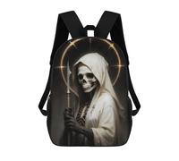 sinyumoney Sac À Dos 3D Pour Enfants White Santa Muerte Sacs Imprimés Sac D'école Sac À Dos Léger Sac À Dos Tendance Et Amusant Pour Enfants 17inch