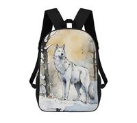 sinyumoney Sac À Dos 3D Pour Enfants White Wolf Watercolor Sacs Imprimés Sac D'école Sac À Dos Léger Sac À Dos Tendance Et Amusant Pour Enfants 17inch