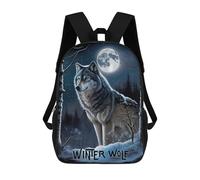 sinyumoney Sac À Dos 3D Pour Enfants Winter Wolf Oil Paint Sacs Imprimés Sac D'école Sac À Dos Léger Sac À Dos Tendance Et Amusant Pour Enfants 17inch