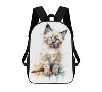 sinyumoney Sac À Dos 3D Watercolor Birman Cat Baby Sac D'école Pour Garçons, Sac À Livres, Sac À Dos Tendance Pour Ordinateur Portable, Sac À Dos Pour Garçons Et Filles 17inch