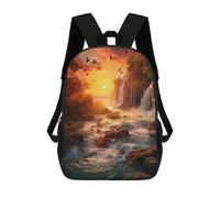 sinyumoney Sac À Dos 3D Waterfall in Sunset Sac D'école Pour Garçons, Sac À Livres, Sac À Dos Tendance Pour Ordinateur Portable, Sac À Dos Pour Garçons Et Filles 17inch