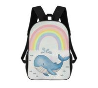 sinyumoney Sac À Dos 3D Whale, Fish And Rainbow Sac D'école Pour Garçons, Sac À Livres, Sac À Dos Tendance Pour Ordinateur Portable, Sac À Dos Pour Garçons Et Filles 17inch