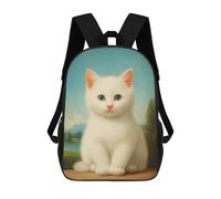 sinyumoney Sac À Dos 3D White Fluffy Kitten Sac D'école Pour Garçons, Sac À Livres, Sac À Dos Tendance Pour Ordinateur Portable, Sac À Dos Pour Garçons Et Filles 17inch