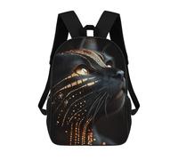 sinyumoney Sac À Dos 4Filles Abyssinian Black Cat with Golden Pattern Sac À Dos Scolaire Garçon Imprimé En 3D, Sac À Dos Décontracté Et Léger Pour Collégiens 17inch